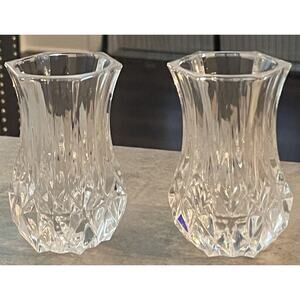 (2) J.G Durand Crystal Bud Vases Violette Cristal D' Arques, France